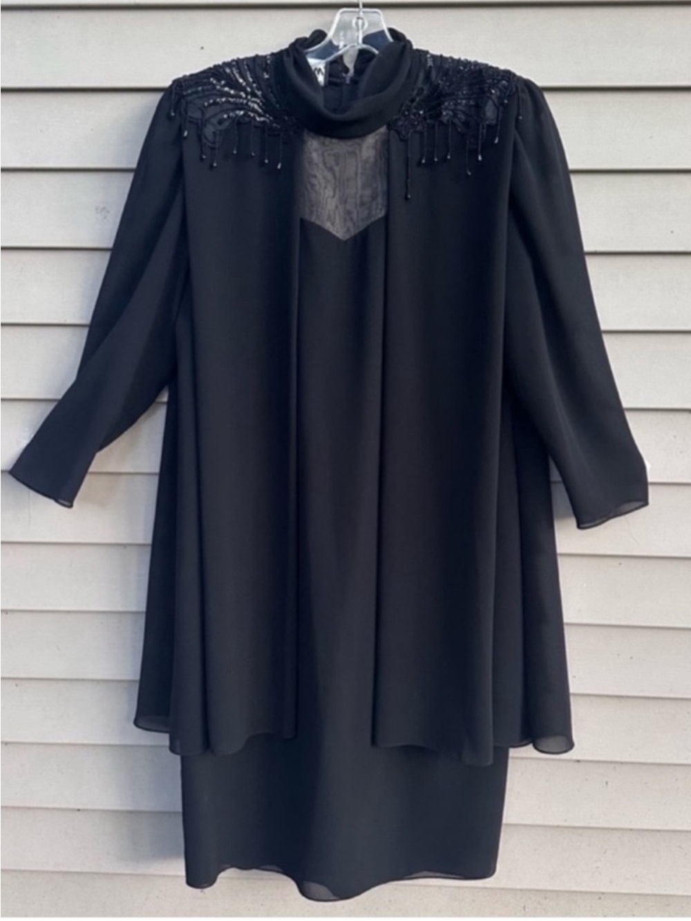 Vintage sequin beaded dress plus size 16 black whimsygoth
